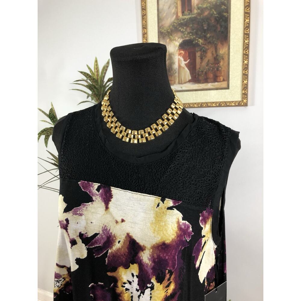Simply Vera Women Blouse M Sleeveless Y2K Coastal Beach Boho Asymmetrical Hem - Picture 2 of 9